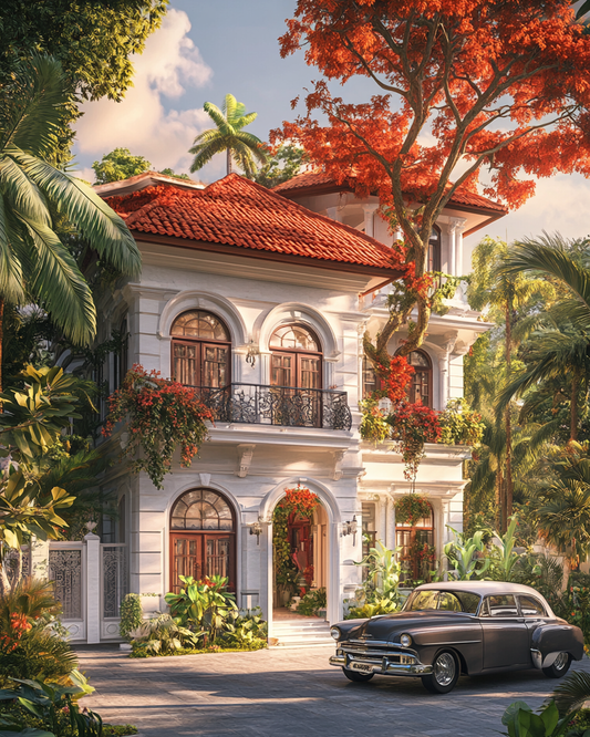 Red Tree Classic Car Mansion Diamond Art Kit