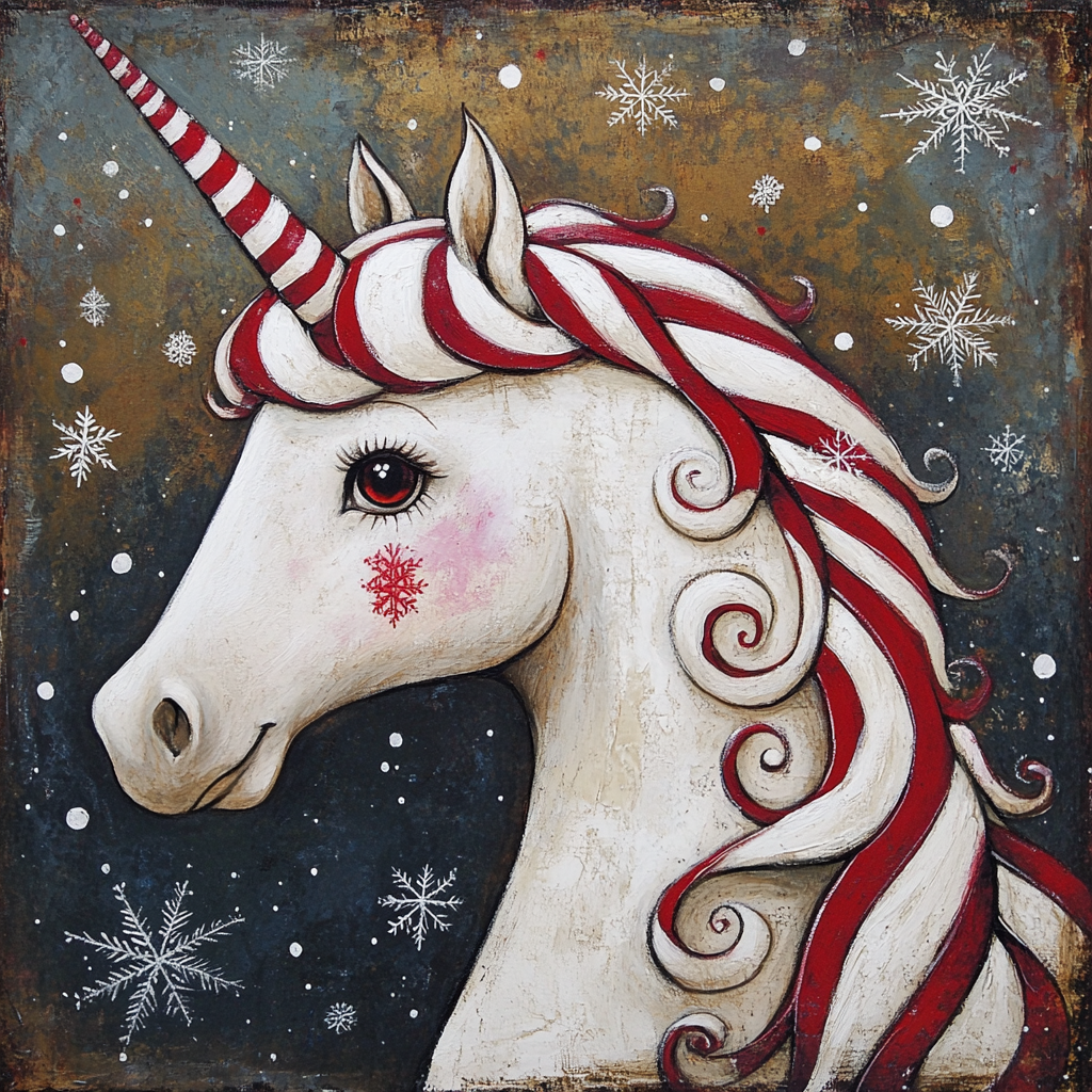 Red and White Unicorn Diamond Art Kit