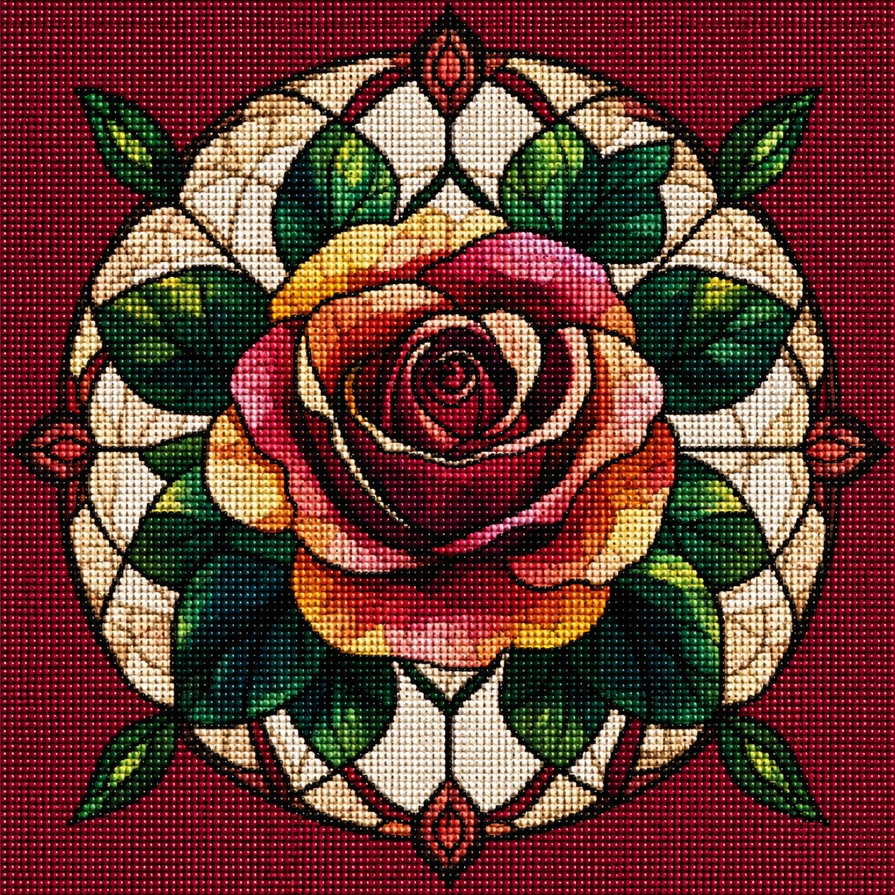 Red And Yellow Abstract Rose Diamond Art Kit