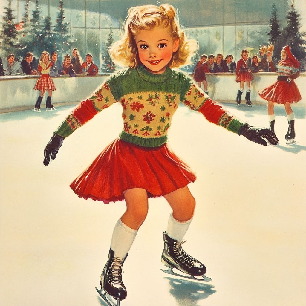 Retro Little Ice Skater Diamond Art Kit