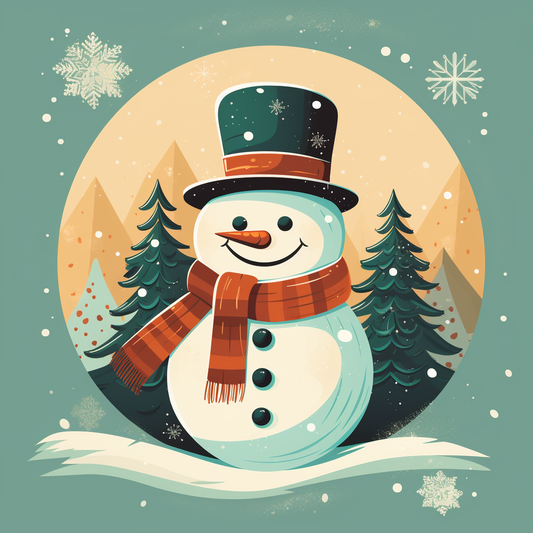 Retro Style Snowman Diamond Art Kit