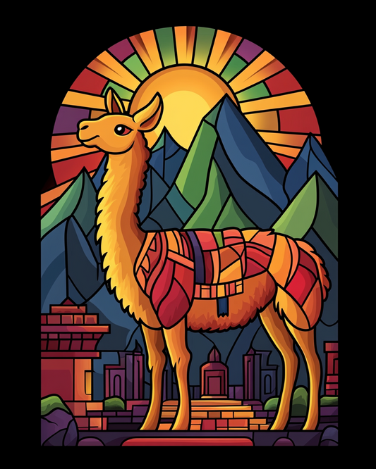 Rising Mountain Sun Llama Diamond Art Kit