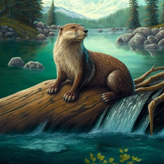 River Otter on a Log Diamond Art Kit