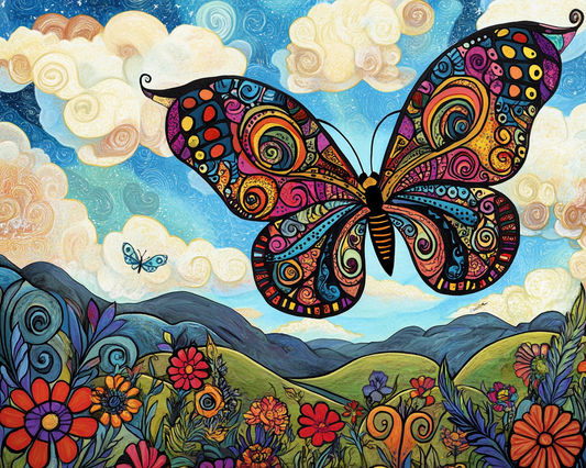 Rolling Hills Butterfly Landscape Diamond Art Kit