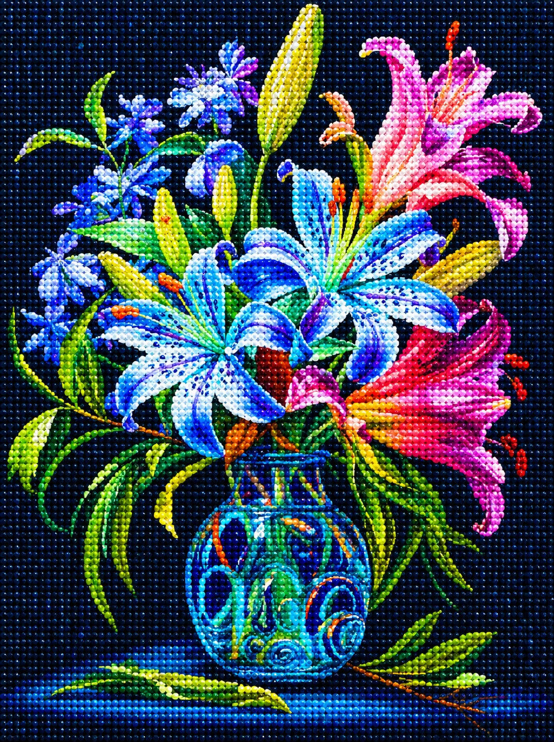 Round Glass Vase Of Lilies Diamond Art Kit
