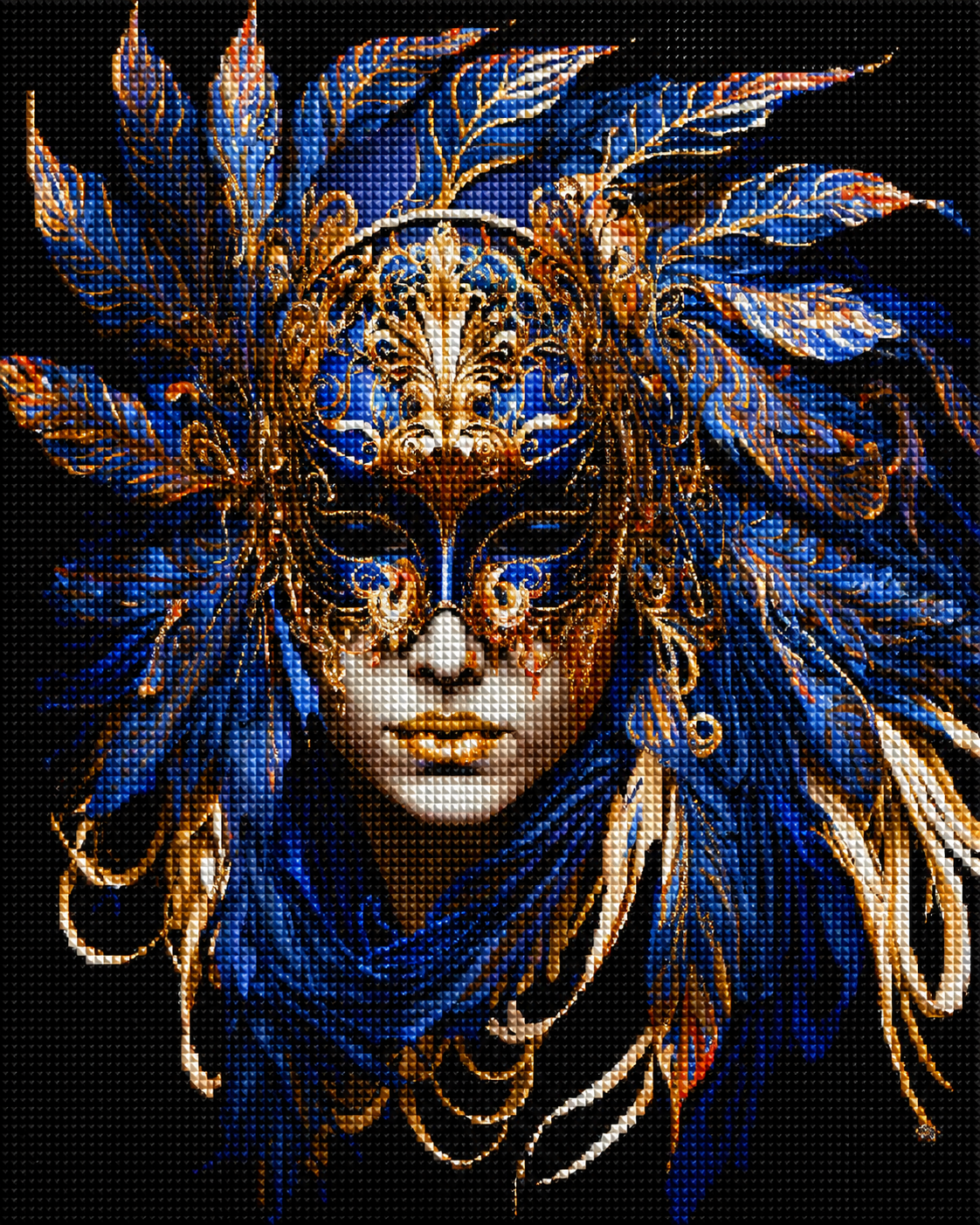 Royal Blue And Gold Mask Diamond Art Kit