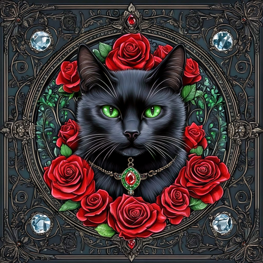 Ruby Collar Black Cat Diamond Art Kit