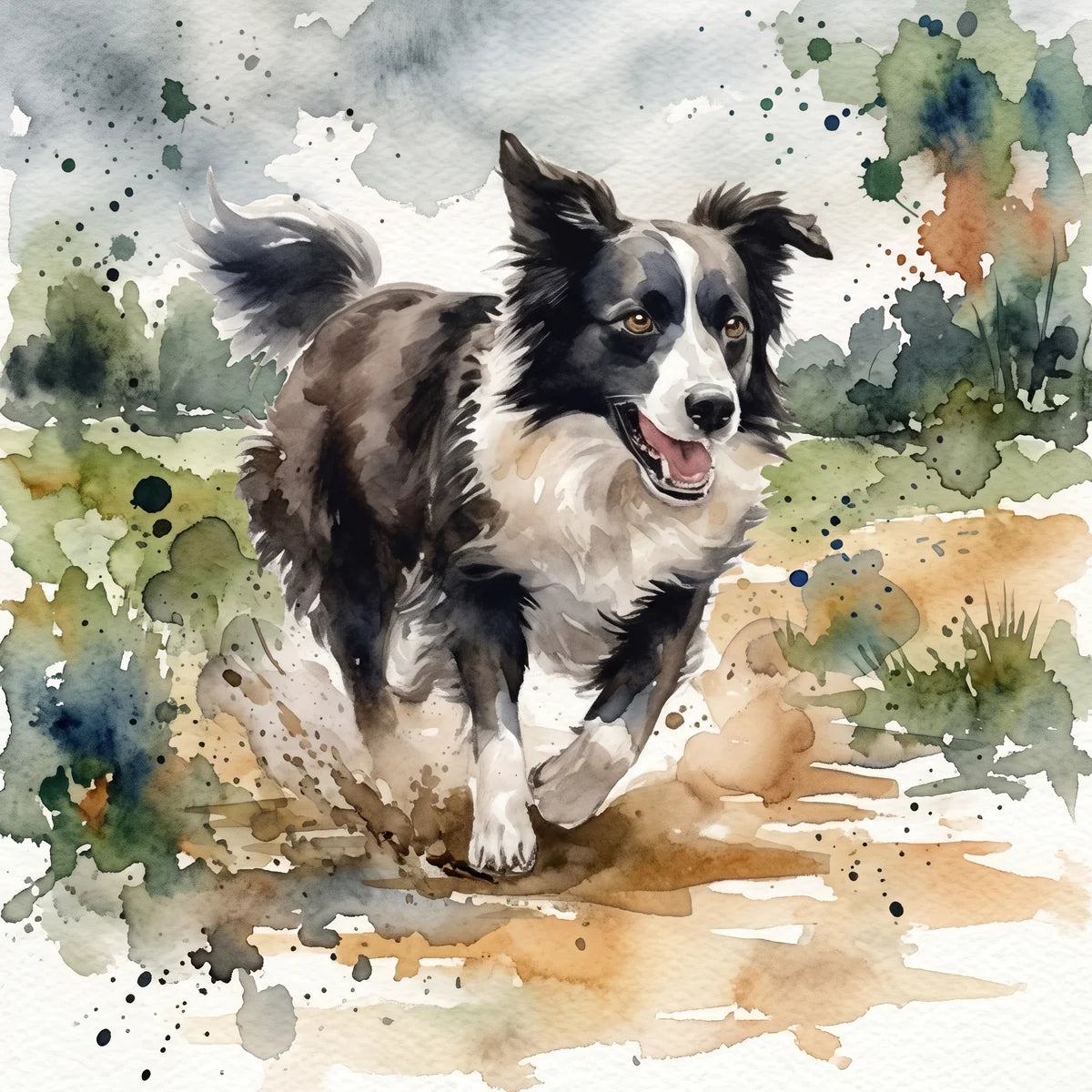 Running Border Collie Diamond Art Kit