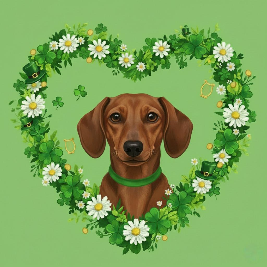 Saint Patrick's Day Shamrock Dachshund Diamond Art Kit