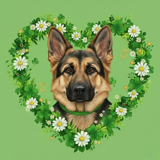 Saint Patrick's Day Shamrock German Shepherd Diamond Art Kit
