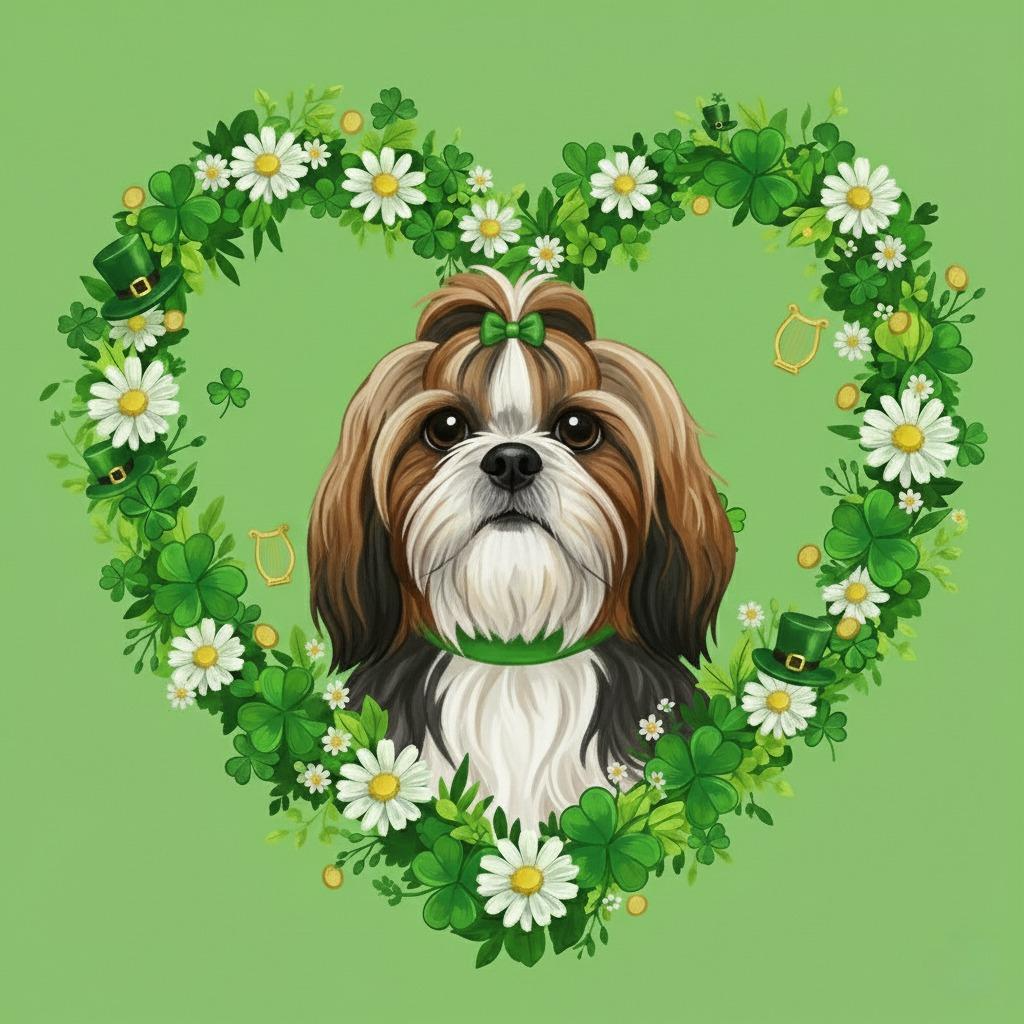 Saint Patrick's Day Shamrock Shih Tzu Diamond Art Kit