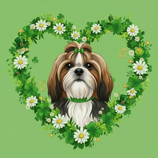 Saint Patrick's Day Shamrock Shih Tzu Diamond Art Kit