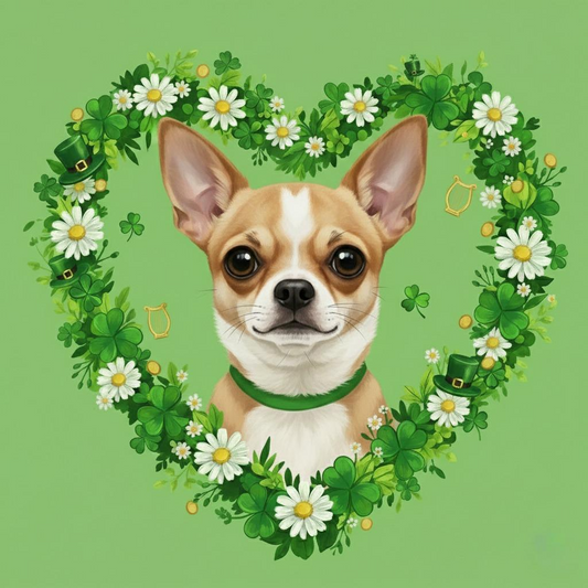 Saint Patrick's Day Shamrock Short Haired Chihuahua Diamond Art Kit