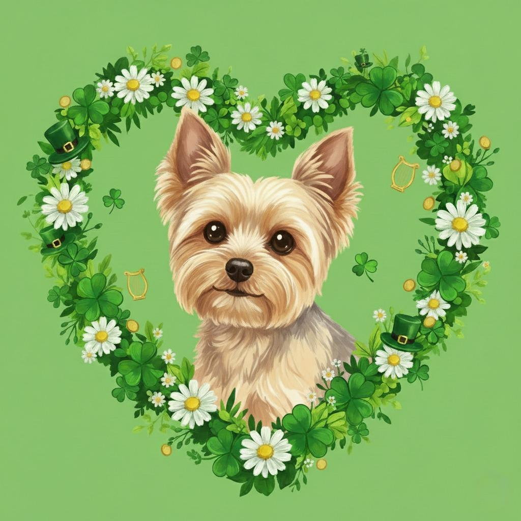 Saint Patrick's Day Shamrock Yorkshire Terrier Diamond Art Kit