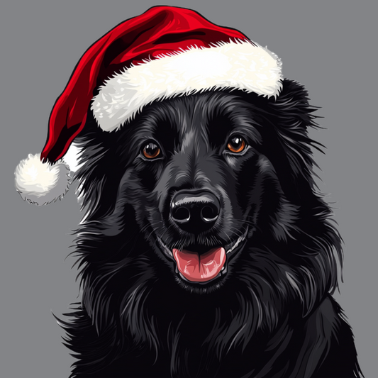 Santa Hat Belgian Sheepdog Diamond Art Kit
