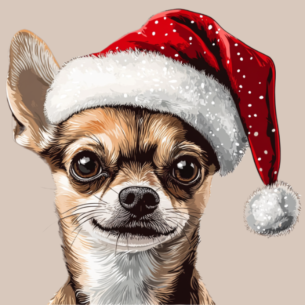 Santa Hat Chihuahua Diamond Art Kit