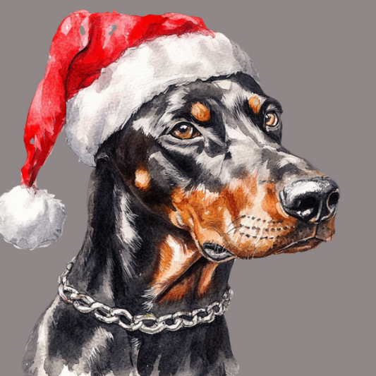 Santa Hat Doberman Diamond Art Kit