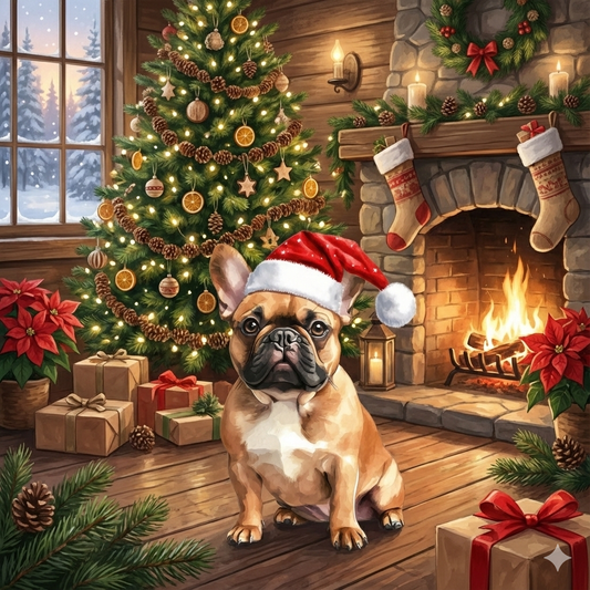 Santa Hat French Bulldog Diamond Art Kit