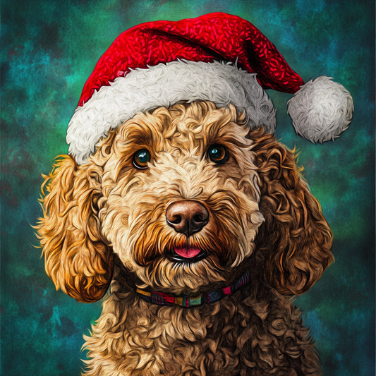 Santa Hat Labradoodle Diamond Art Kit