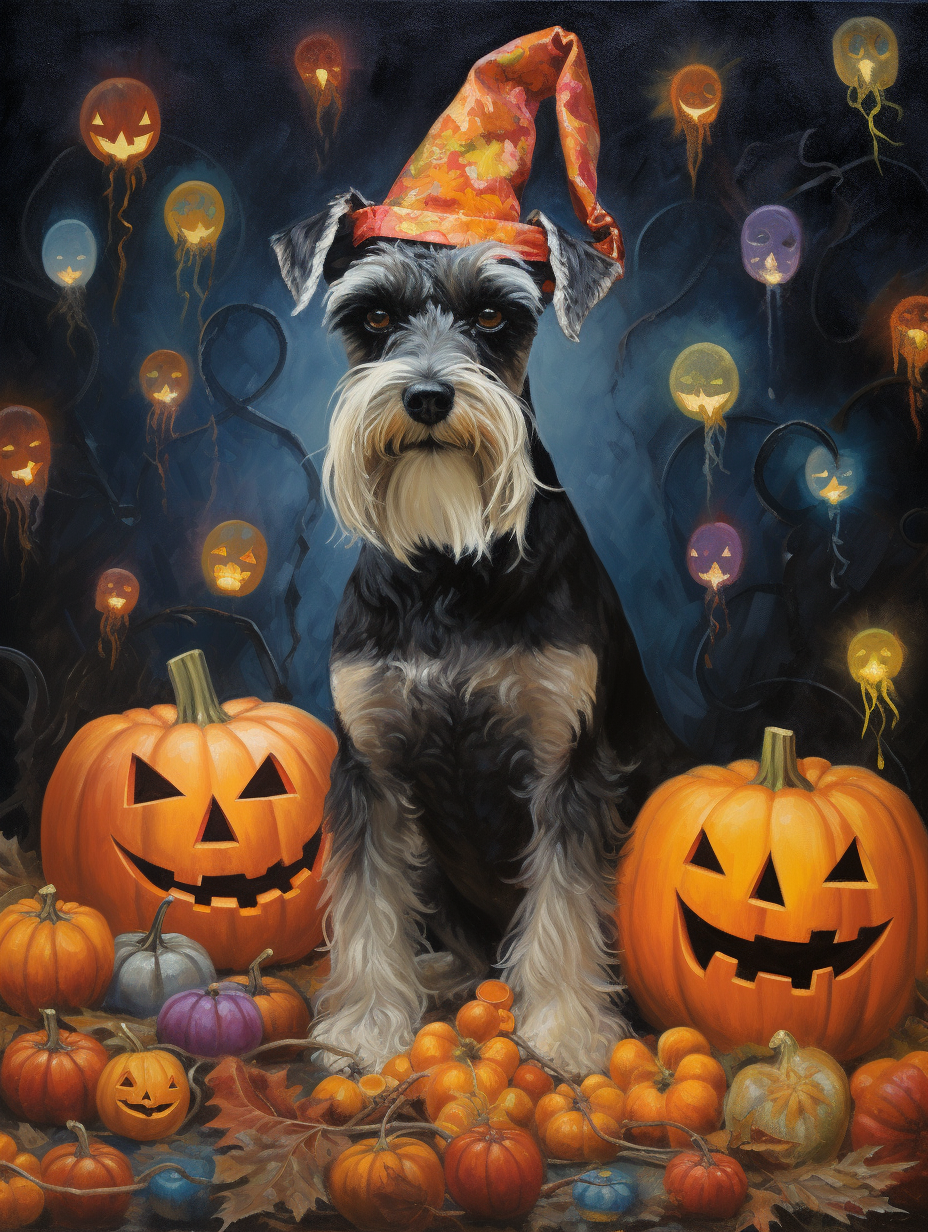 Schnauzer and Pumpkins Diamond Art Kit