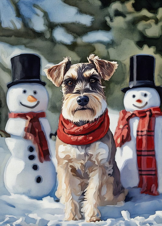 Schnauzer and Snowmen Diamond Art Kit
