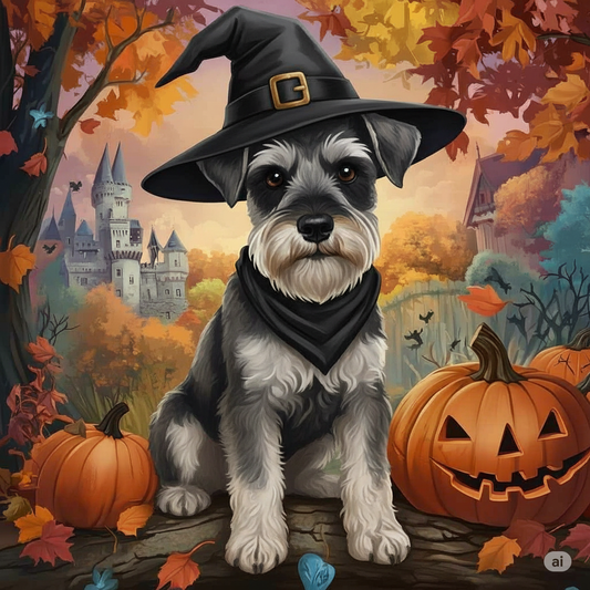 Witch Hat Schnauzer by the Castle Diamond Art Kit