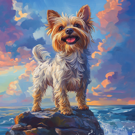 5D Diamond Painting Sea Rock Yorkshire Terrier Kit