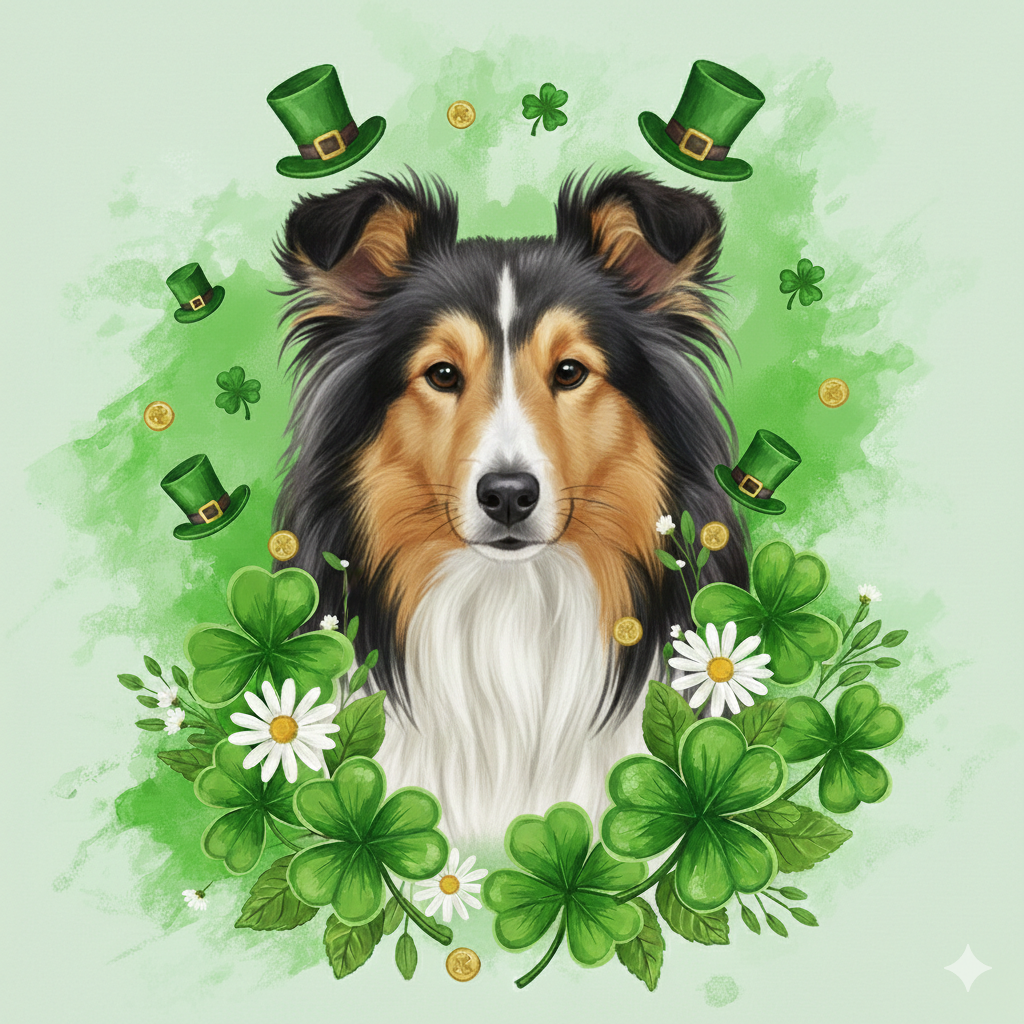Shamrocks and Sheltie Diamond Art Kit