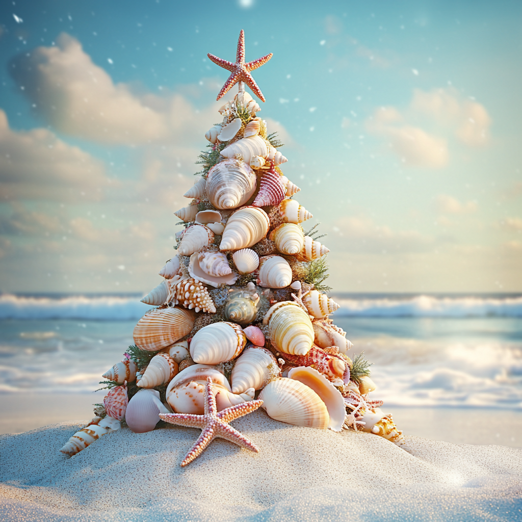 Shell Christmas Tree and Ocean Diamond Art Kit