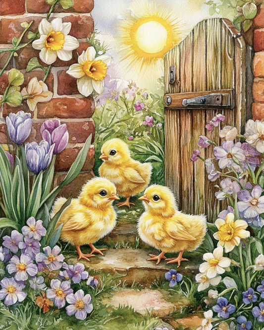 Shining Sun Yellow Chicks Diamond Art Kit