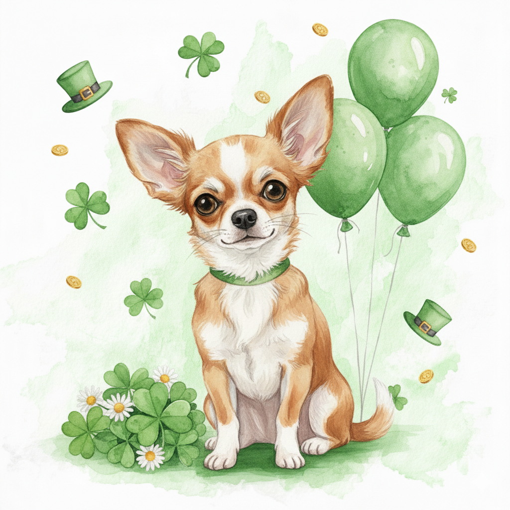 Short Haired Chihuahua St. Patrick's Day Diamond Art Kit