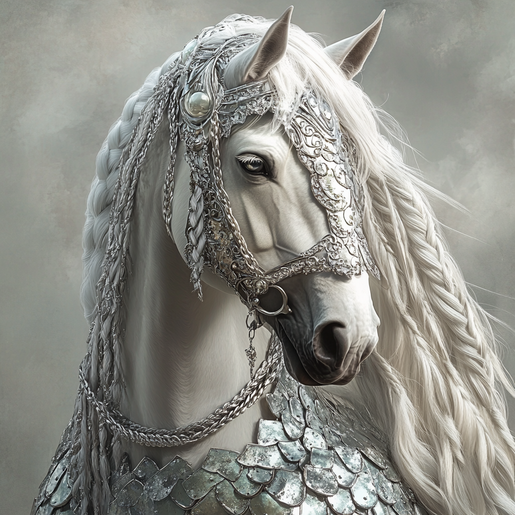 Silver Armor White Horse Diamond Art Kit