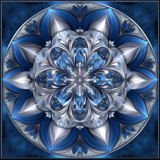 Silver and Blue Mandala Diamond Art Kit