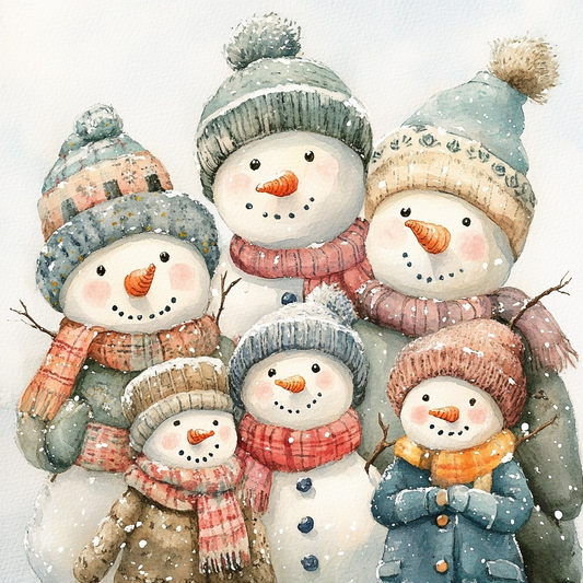 Six Snowman Family Diamond Art Kit
