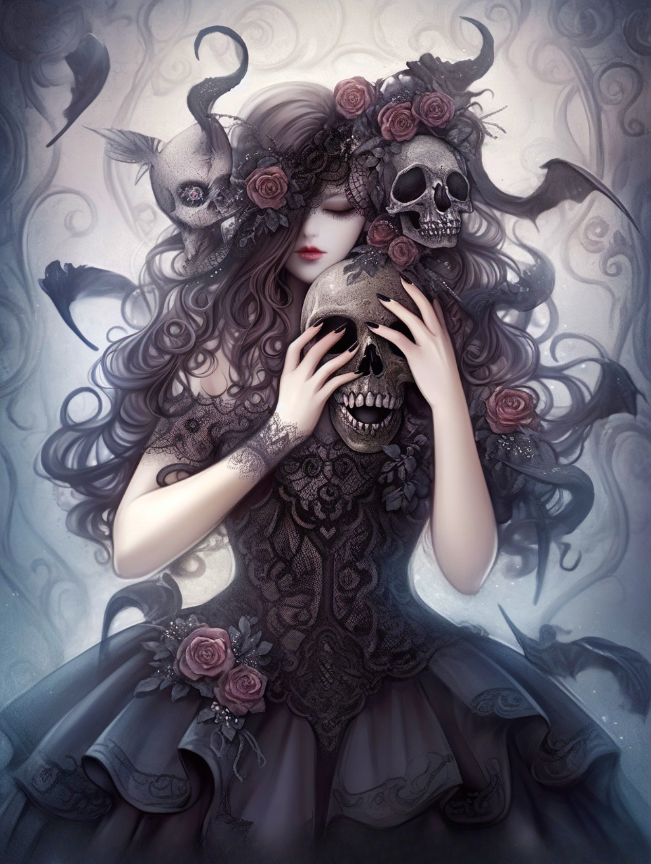 Skull Rose Woman Diamond Art Kit
