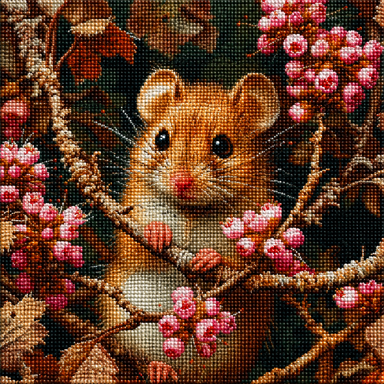 Small Pink Flower Mouse Diamond Art Kit — diamond art kit canvas