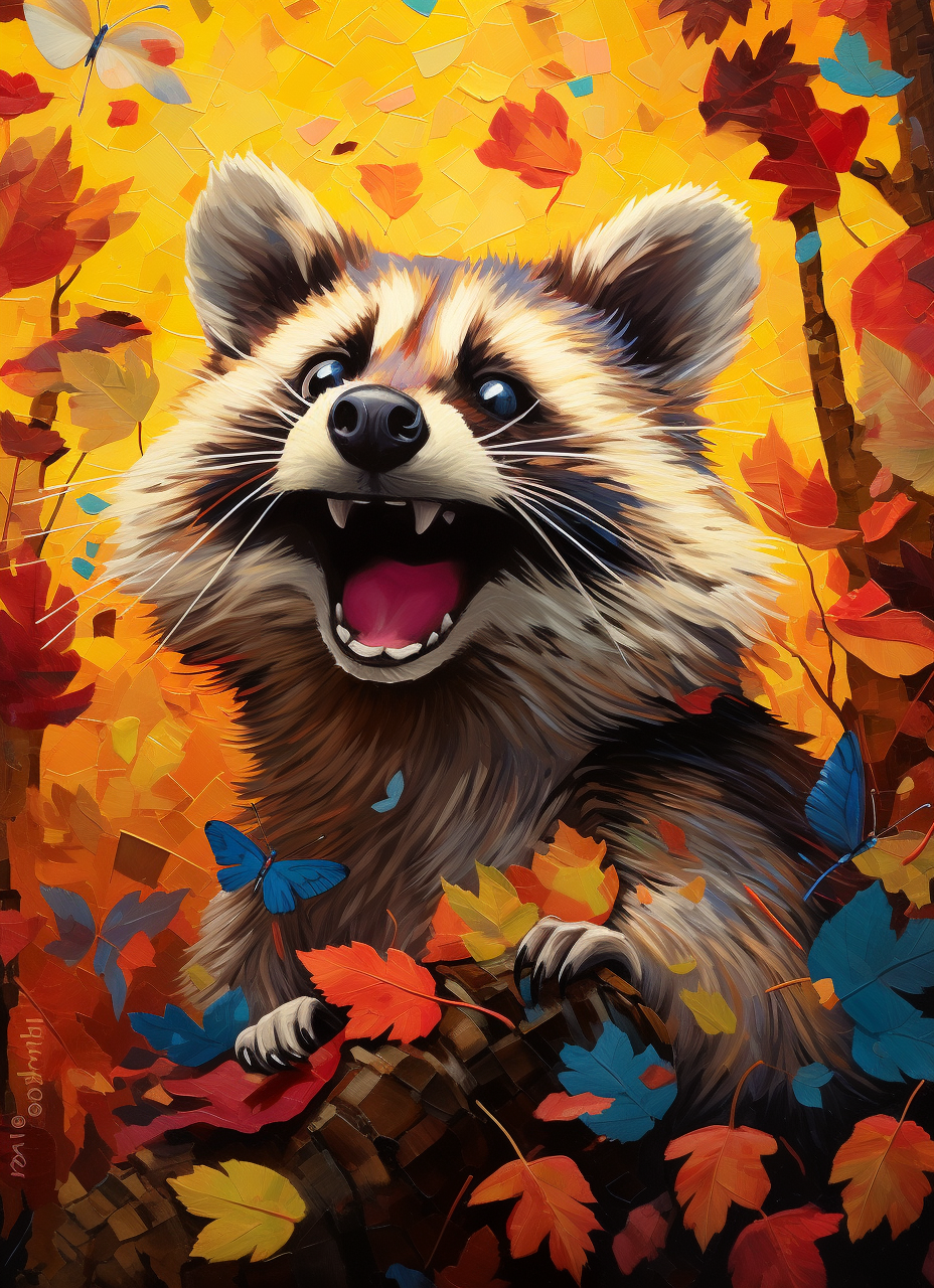 Smiling Abstract Raccoon Diamond Art Kit