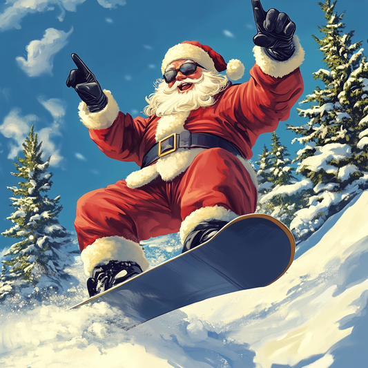 Snow Boarding Santa Diamond Art Kit