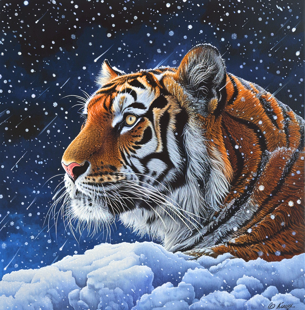 Snow Falling Tiger Diamond Art Kit