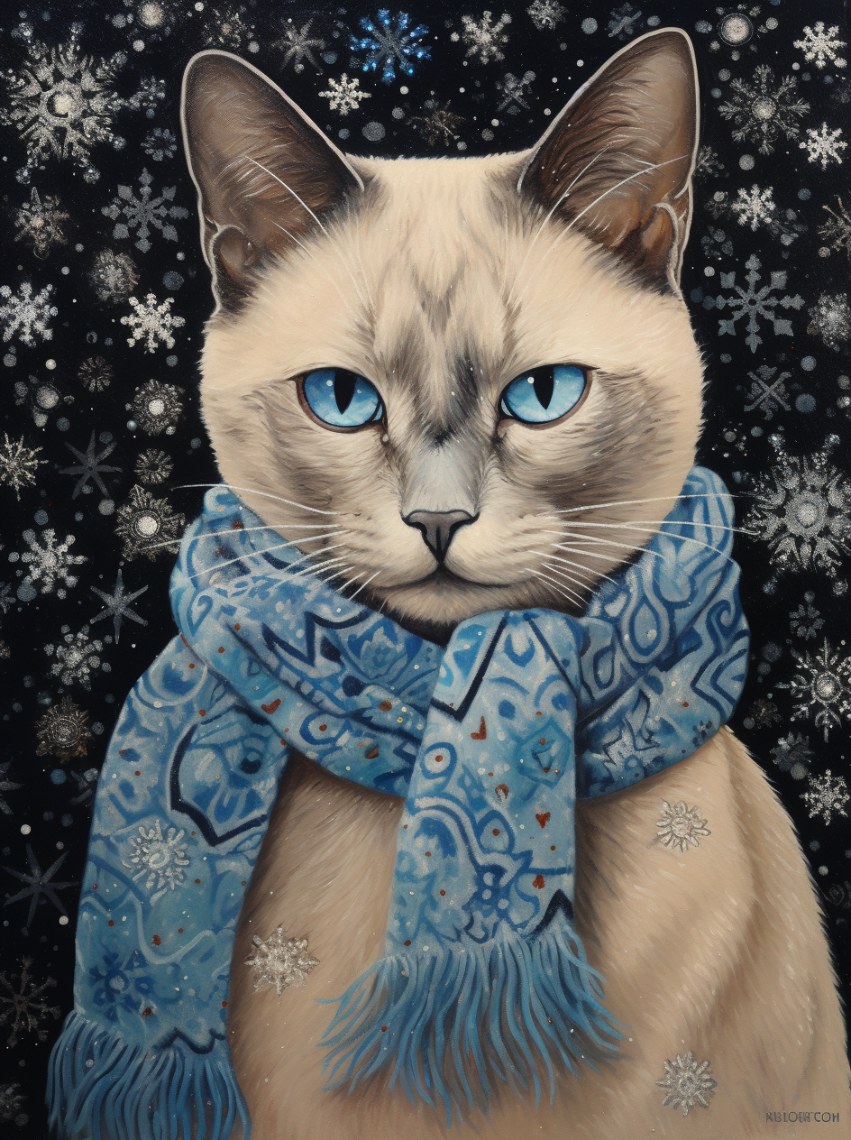 Snowflake Background Siamese Diamond Art Kit