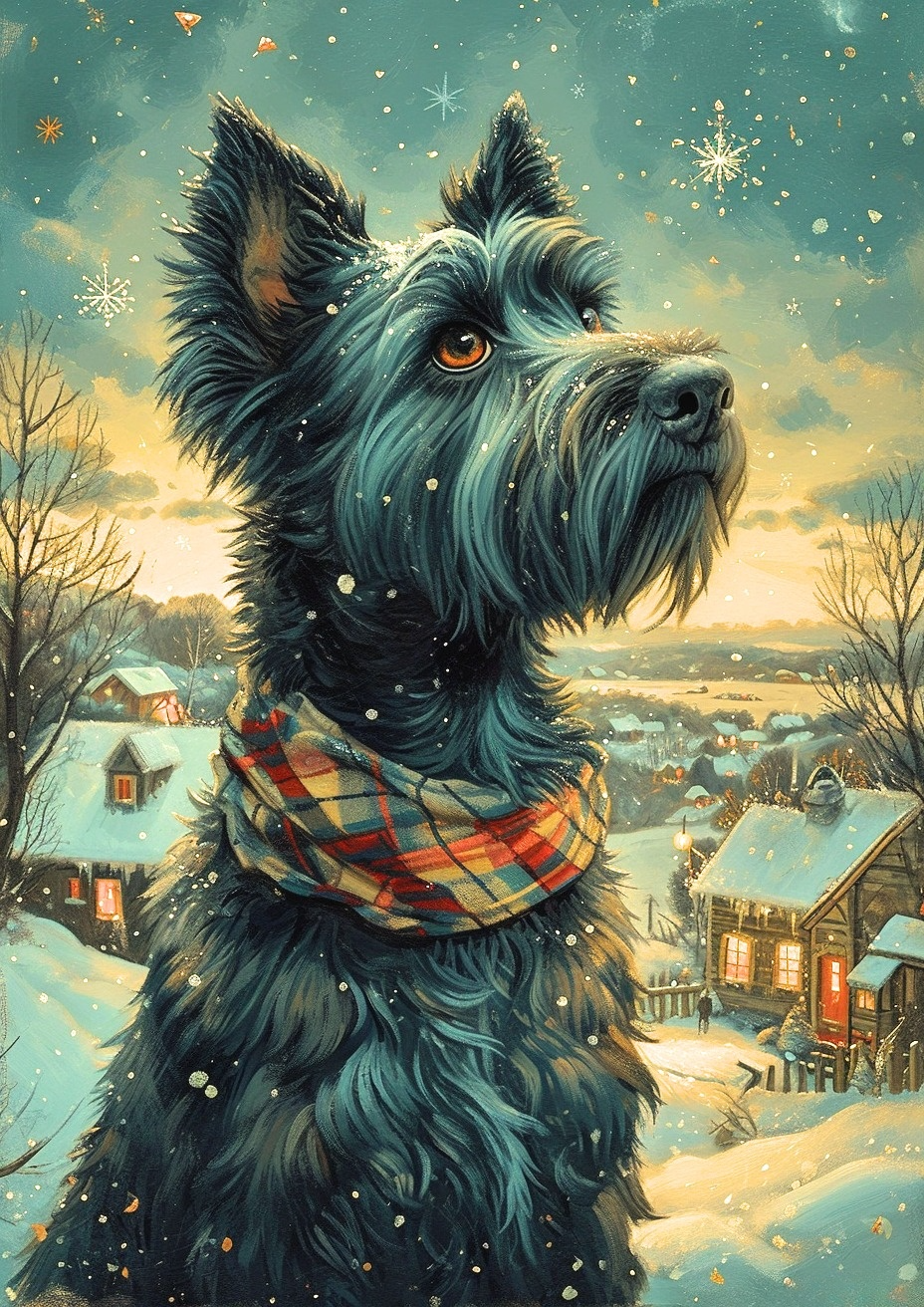 Snowflake Black Scottish Terrier Diamond Art Kit