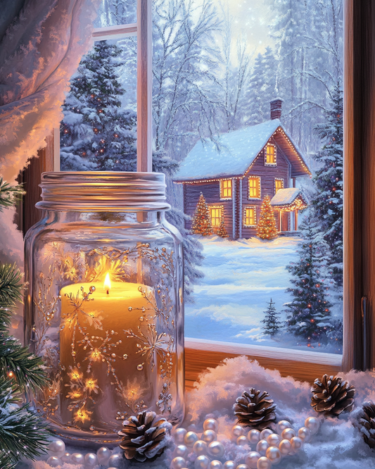 Snowflake Candle Jar Diamond Art Kit