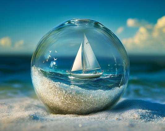 Snow Globe Sailboat Diamond Art Kit