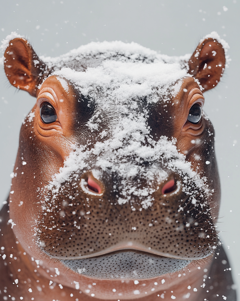 Snow on the Nose Hippo Diamond Art Kit