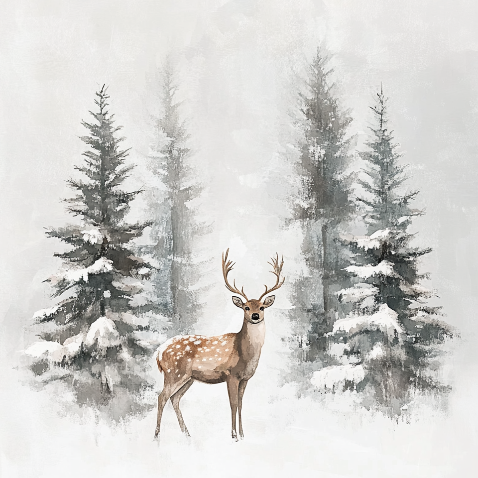 Snow and Pine Tree Buck Diamond Art Kit