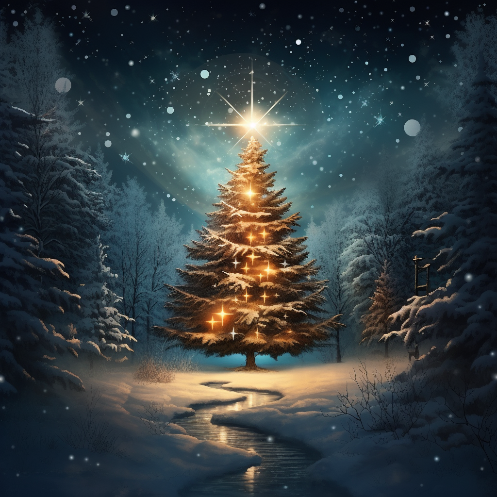 Snowy Brook Christmas Tree Diamond Art Kit
