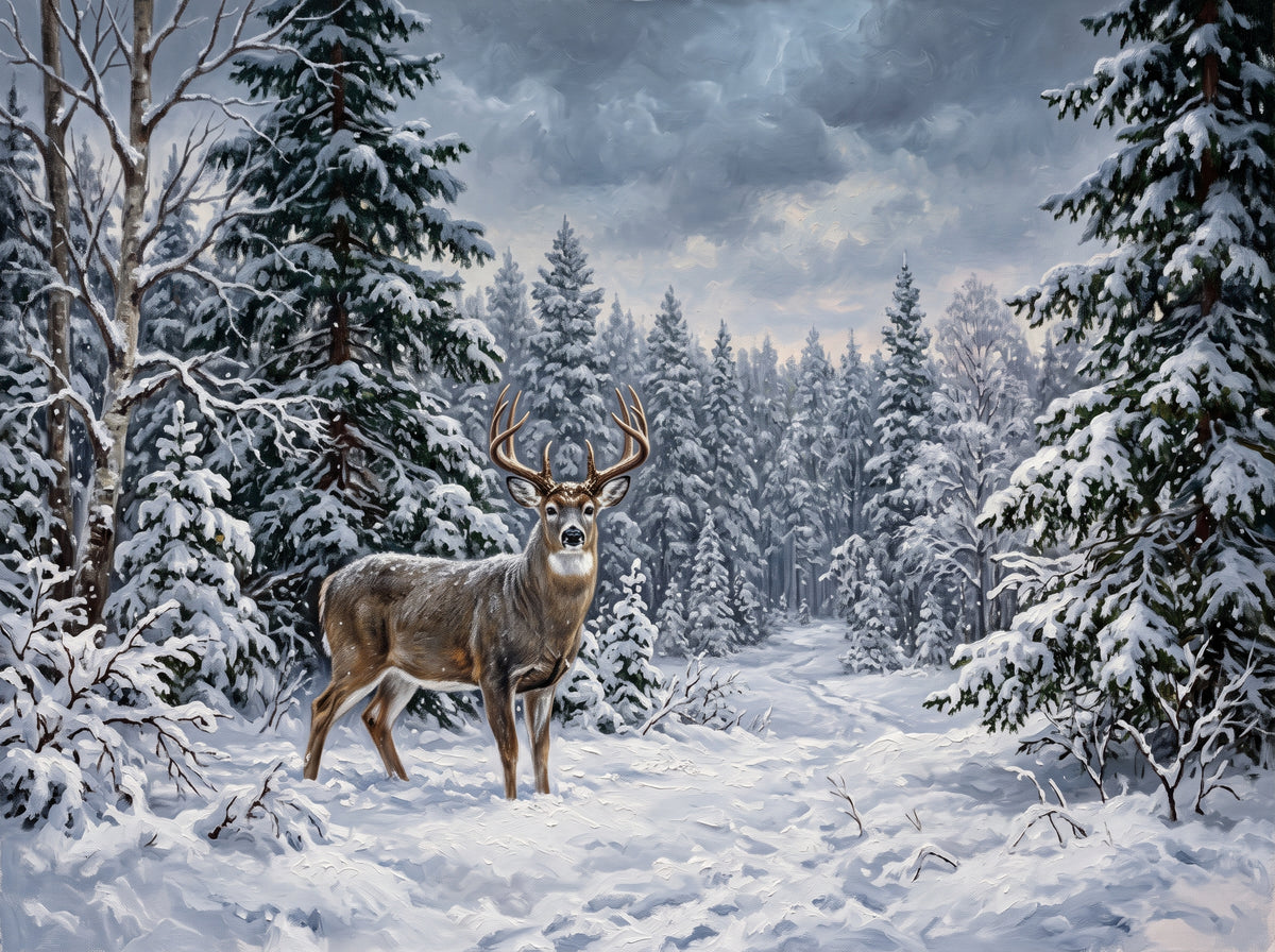 Snowy Green Tree Deer Diamond Art Kit