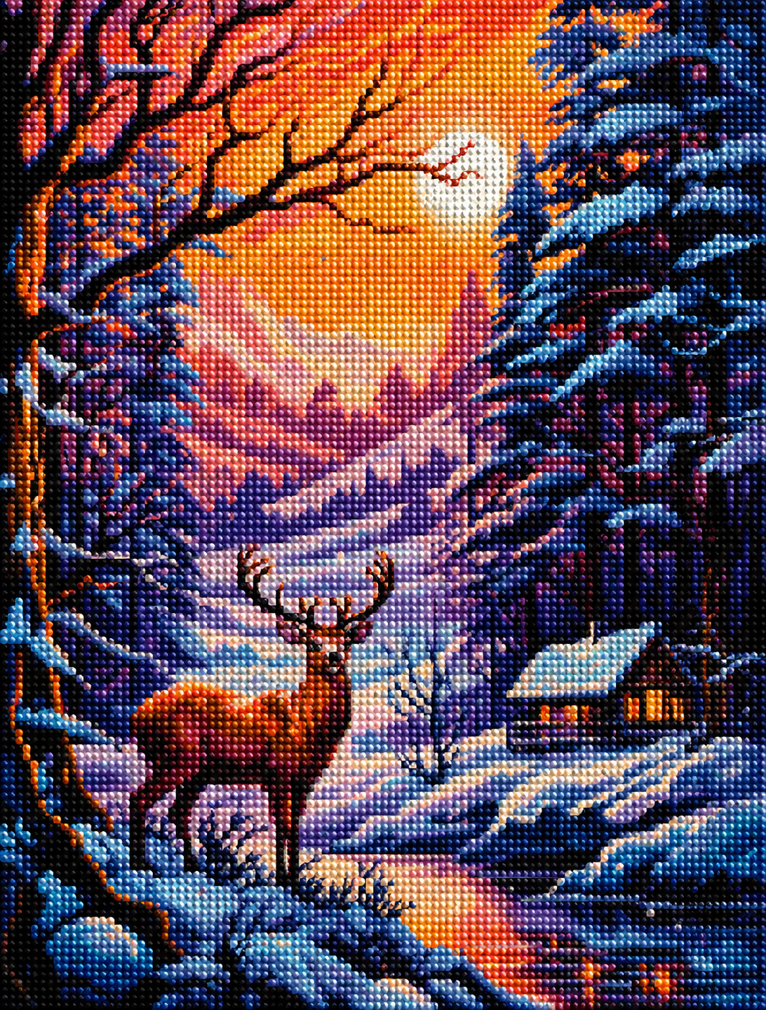 Snowy Tree Deer Diamond Art Kit