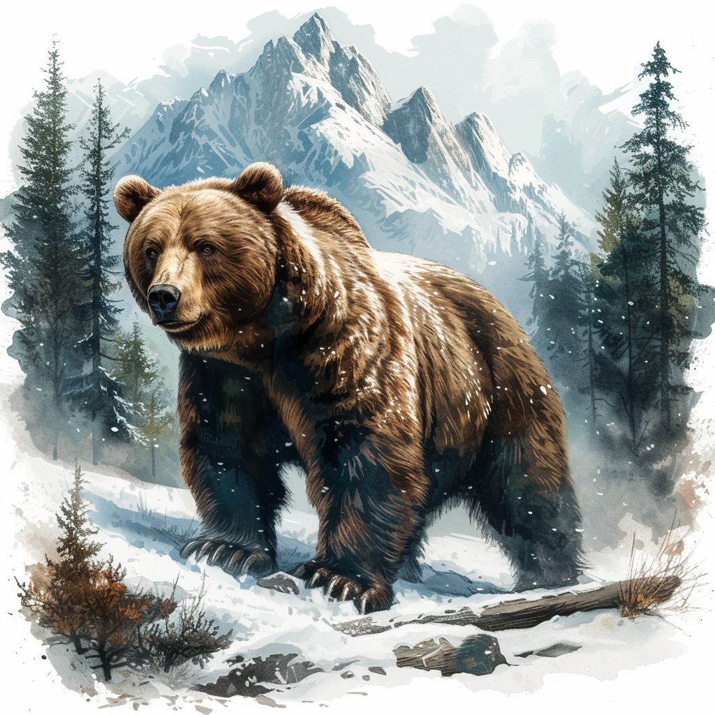 Snowy Mountain Bear Diamond Art Kit