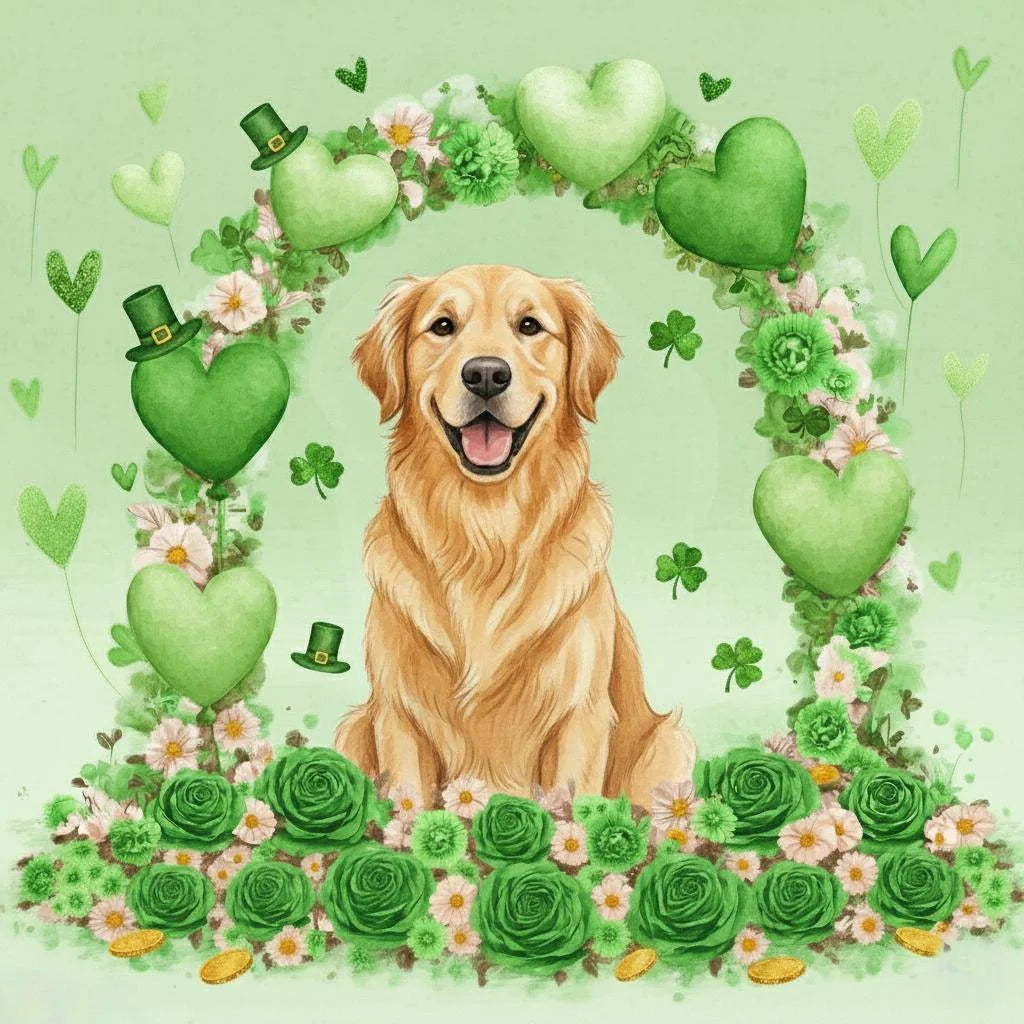 St Patricks Day Arch Golden Retriever Diamond Art Kit